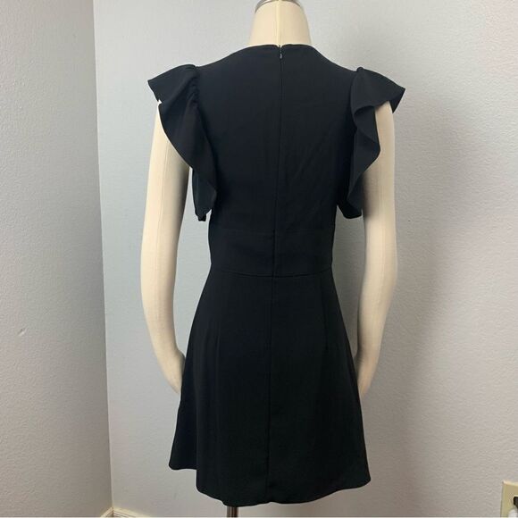 Amanda Uprichard Black Ruffle Sleeve Lace up Mini Dress - Picture 2 of 9